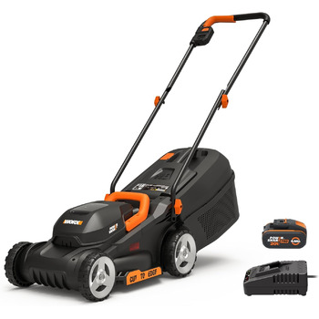 Акумуляторна газонокосарка WORX WG730E 20В - потужний безщітковий двигун - ідеально підходить для садів площею до 200 м - ширина зрізу 30 см - підстригання до краю - 3 регульовані висоти зрізу - в комплекті акумулятор 4Ач та зарядний пристрій