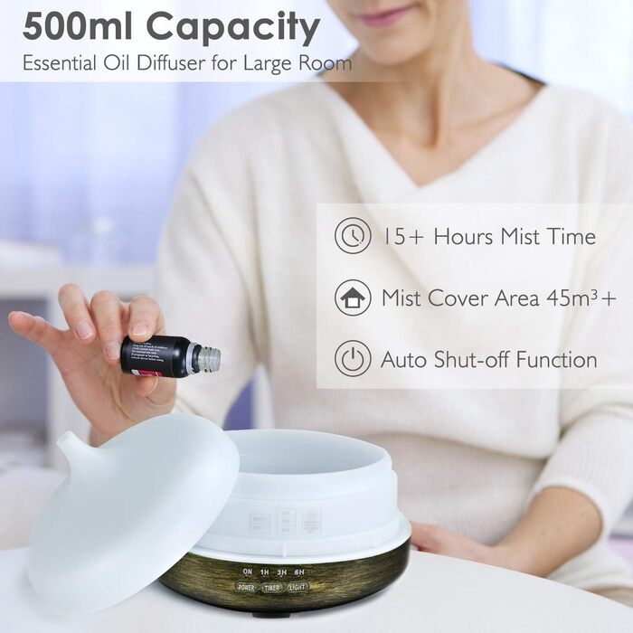 РОЗПРОДАЖ Ароматичний дифузор оновленої версії, 500 мл металевий ароматерапевтичний дифузор для ефірних масел, 7 кольорових ароматичних ламп, старовинний зволожувач повітря з дифузором для дитини, домашнього офісу або йоги