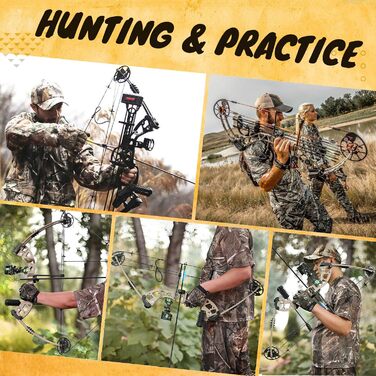 Набір складеного лука ZSHJGJR для дорослих – регульований 25–60 lb, мисливський та спортивний лук з повним комплектом аксесуарів, для правшів, чорний