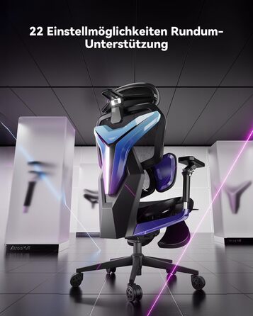 Ергономічне ігрове крісло AutoFull G7, ігрові крісла з динамічною поперековою підтримкою, поворотними підлокітниками на 720 по двох осях, нахилом спинки на 140 та подушкою для шиї 4D (лазерне) Laser Color