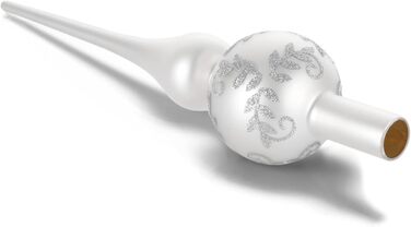 Скляна новорічна верхівка для ялинки сріблясто-біла UNOLIGA