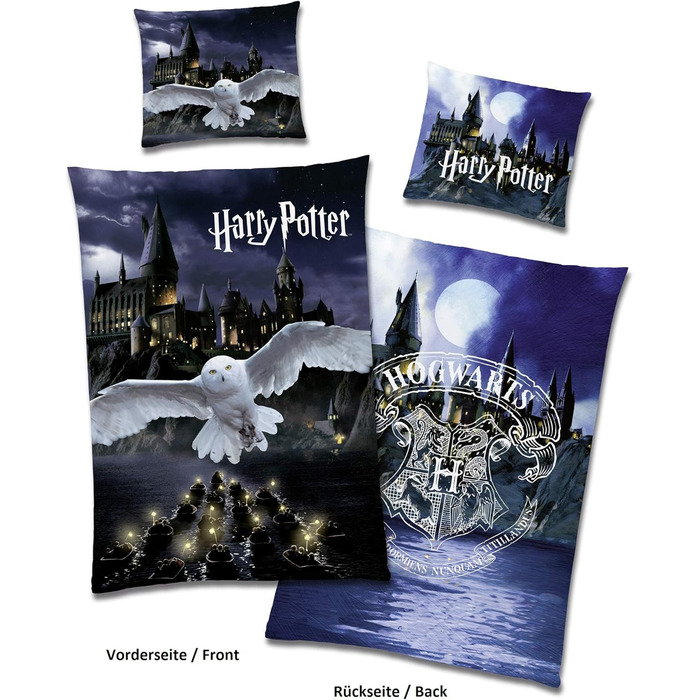 Двосторонній комплект постільної білизни Familando Гаррі Поттер 135x200 80 x 80 см - дитяча постільна білизна з 100 бавовни - сова