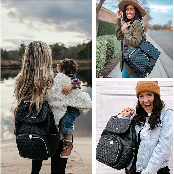 Сумка для пеленання дитини Рюкзак для пелюшок Шкіряні сумки для пелюшок з пеленальним килимком Стьобані дитячі сумки для мами і та