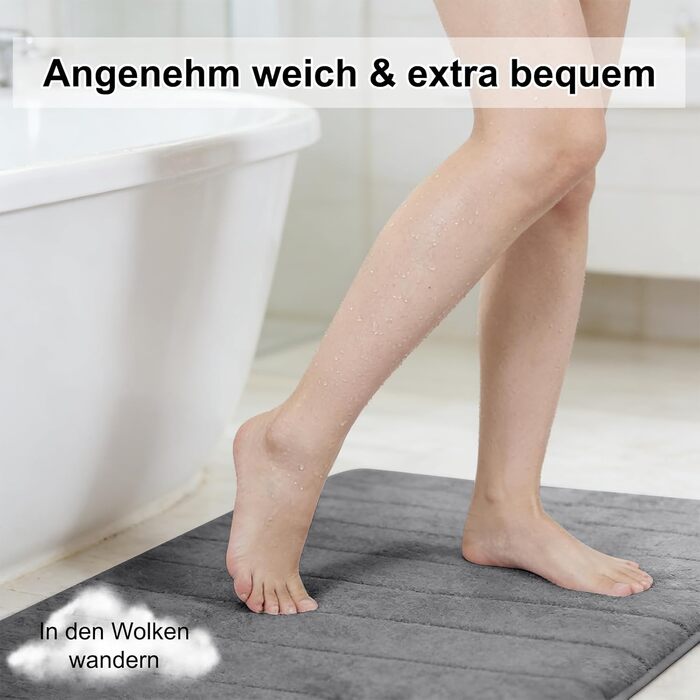 Комплект килимків для ванної CEWROM з 3 предметів з піни з ефектом пам&39яті, м&39який килимок для ванної з піни з ефектом пам&39яті та U-подібний килимок для туалету, комплект килимків для ванної з мікрофібри, килимки для ванної кімнати, які можна прати 