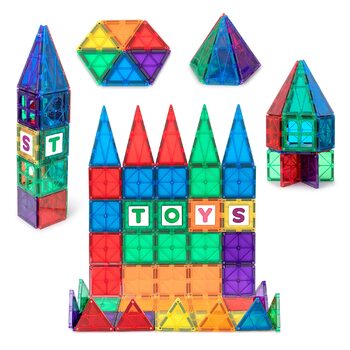 Магнітний конструктор Playmags, набір із 60 деталей з літерами ABC, STEM-іграшка для розвитку хлопчиків, дівчаток та малюків