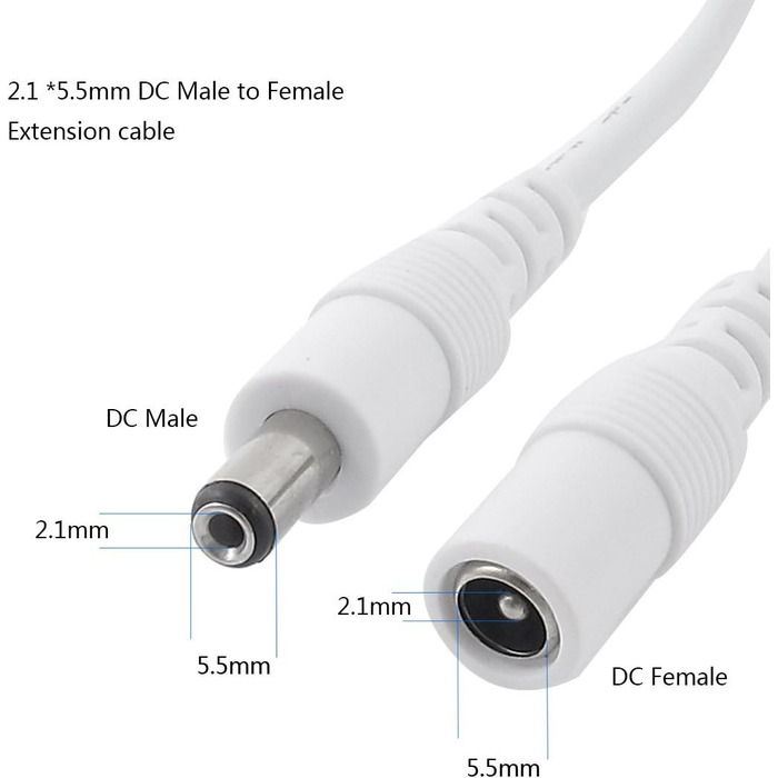 М/32,8 футів Подовжувач джерела постійного струму 5,5 мм x 2,1 мм З'єднувальний кабель постійного струму 12 В Роз'єм 3 В 5 В Роз'єм від штекера до гнізда для камери відеоспостереження IP камери відеоспостереження - білий 2 шт. 10 м білий, 2 шт., 10