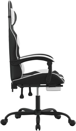 Обертове ігрове крісло, чорно-біле, штучна шкіра, ігрове крісло, доступне ігрове крісло, професійне ігрове крісло - 349584