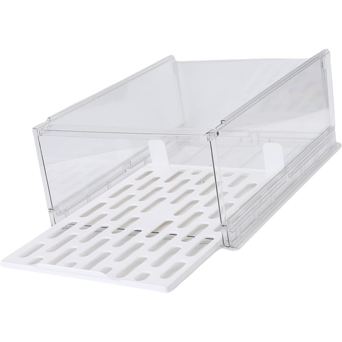 Прозора, штабелювана шафа-коробка для зберігання, полиця з ПЕТ, органайзер, шухляда, гардеробна, буфет, контейнер для спальні, кухні, 41,9 x 30,5 x 16,5 см