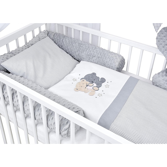 Комплект дитячого ліжечка Generic Baby Deluxe, 60x120 см, білий ящик, захист від падіння, матрац, набір постільної білизни (Loving Bear)