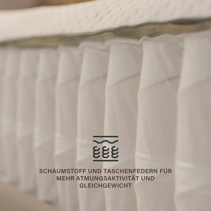 Матрац Emma Original Lite 90x200 см 22 см Гібридний матрац з 3-зонною пружинною серцевиною Pocket Spring та холодною піною Дихаючий матрац з охолоджувальним чохлом для спокійного сну 90 x 200 см Lite Надзвичайно дихаючий чохол