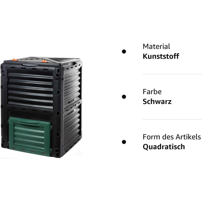 Термокомпостер D&S Vertriebs GmbH стійкий до атмосферних впливів із пластику, чорний