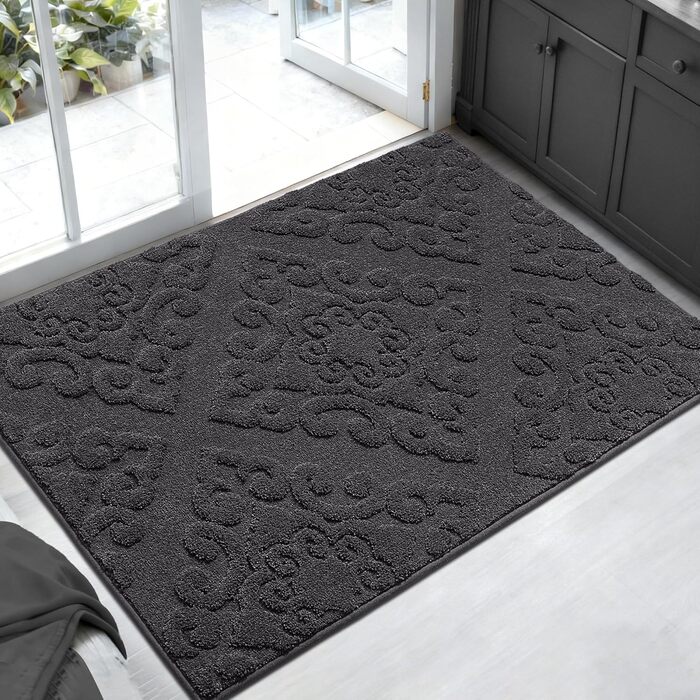 Килимок COSY HOMEER для вловлювання бруду 80 x 120 см, килимок для дверей, що миється, нековзний килимок для входу в приміщенні, килимок для входу, вхідні двері, темно-сірий, 80 x 120 см (прямокутний)