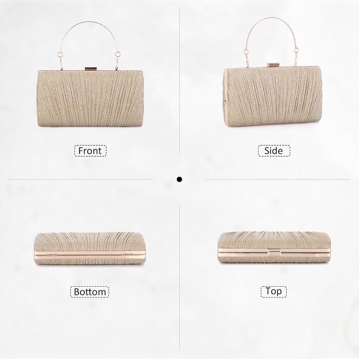 Золотий клатч для вечірок та свят жіноча сумочка з плісе та ланцюжком