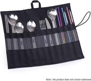 Столові прибори Рулон Чорний кемпінг Портативний намет Кілочки Сумка для перенесення Посуд Кухонний набір Палички для зберігання С