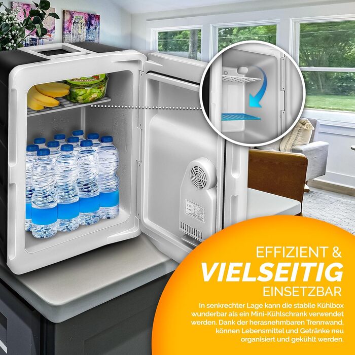 Електричний 40 л на колесах міні-холодильник 230 В і 12 В для автокемпінгу охолоджує і гріє режим ECO (антрацит)