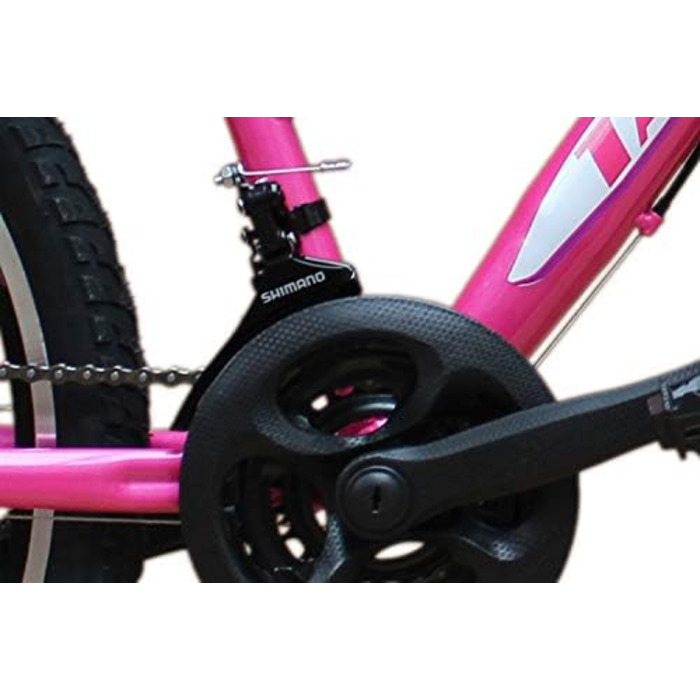 Гірський велосипед Talson 24 дюйми для дівчаток з ліхтарями та 21-швидкісною коробкою передач Shimano, рожевий