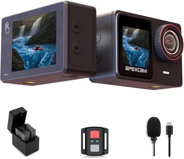 Подвійний екран Action Cam 4K60FPS 48MP Ultra HD WiFi Спортивна камера Підводна камера 40 м Водонепроникна 170 Широкий кут 2.4G Пульт дистанційного керування 2x1350mAh Батареї, 80Pro