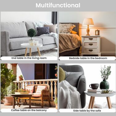 Круглий журнальний столик EUGAD, журнальний столик з 2 полицями, столик для вітальні, тумбочка, сучасний білий колір, маленький столик з місцем для зберігання, столик-диван, виготовлений з МДФ дерева, для вітальні та спальні, 38x55x38 см