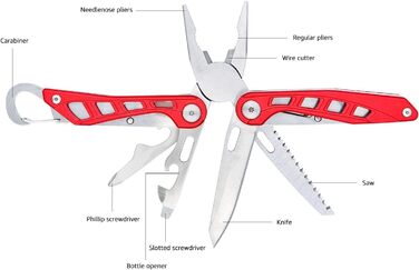 В 1 мультитул з нержавіючої сталі з нейлоновим чохлом, червоний 8 в 1 червоний, 8