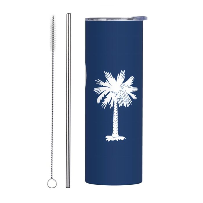Кухоль з прямою трубочкою, дизайн прапор Південної Кароліни, друкований, дорожній кухоль, підходить для кемпінгу, офісу та дому, 590 мл