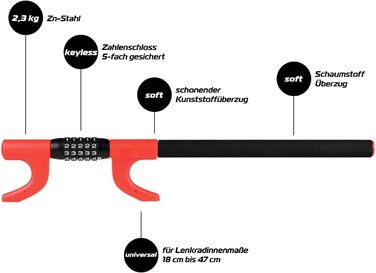 Іммобілайзер блокування керма HEYNER з кодовим замком Протиугінний пристрій для автомобілів Extra Long