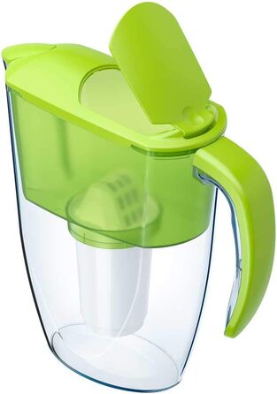 Фільтр для води AQUAPHOR Smile light green, включаючи 1 фільтр A5 з магнієм I Зменшує вапняний наліт і хлор I Графин на 2,9 л I Компактний і легкий фільтр для води I Настільний фільтр для води I Розміщується в дверцятах холодильника