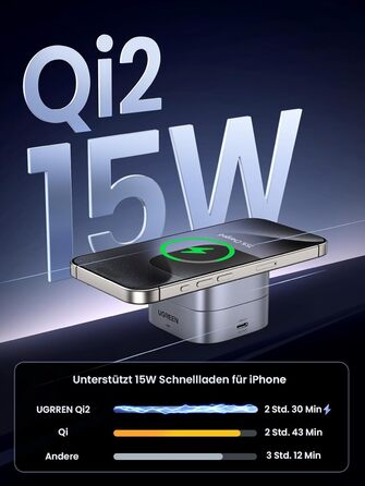Сертифікована 15 Вт зарядна станція 2 в 1, сумісна зі складним бездротовим зарядним пристроєм MagSafe для iPhone 16/15/14/13, AirP
