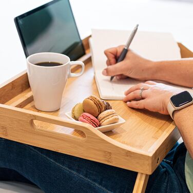 Бамбуковий піднос для ліжка ROSSIE HOME, великий, з тримачем для телефону та ноутбука (до 15.6 дюймів), натуральний колір, арт. 78007