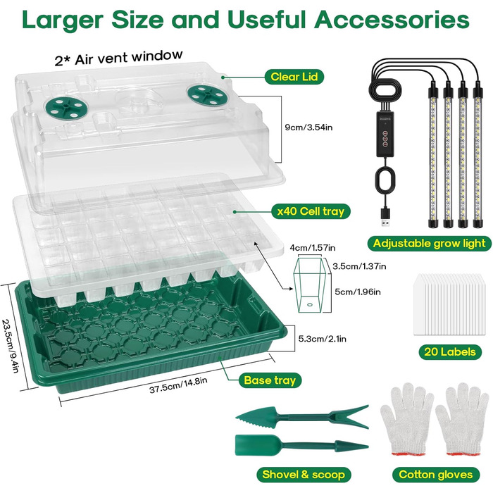 Міні-тепличний набір для вирощування розсади, що вкорінюється, 80 Cell Seedling Tray with Humidity Dome