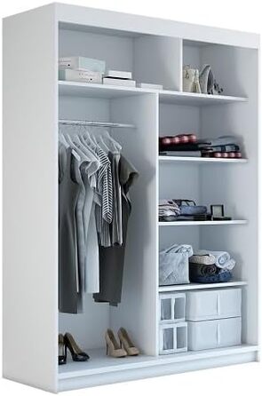 Шафа з розсувними дверима ЗІ ВОМБОЮ 160 см з дзеркалом та дерев&39яними ламелями (чорна) Чорний 160 см x 215 см