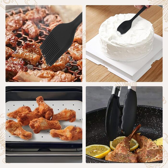 Аксесуари для двозонної фритюрниці Vusddy з 12 предметів для Ninja Foodi Max AF300EU/AF400EU/AF500EU, двокамерний набір аксесуарів для фритюрниці XL для Innsky, Princess, Tiastar, Devology, Emerio 7.6-10.4L