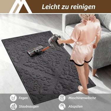 Килимок COSY HOMEER для вловлювання бруду 80 x 120 см, килимок для дверей, що миється, нековзний килимок для входу в приміщенні, килимок для входу, вхідні двері, темно-сірий, 80 x 120 см (прямокутний)
