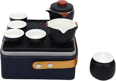 Портативний набір для чаювання в стилі гунфу, керамічний чайник з дорожнім чохлом та чашками для активного відпочинку та офісу