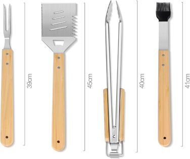 Набір інструментів для гриля барбекю, 4-предметний набір інструментів для гриля з нержавіючої сталі для грилювання на свіжому повітрі, кемпінгу, набір для гриля, подарунки для чоловіків на День батька, дні народження з футляром для зберігання, загальний