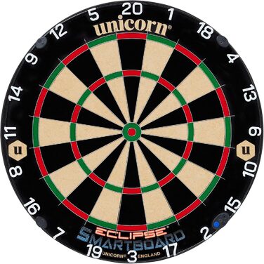 Електронна мішень для дартсу &quotЄдиноріг&quot Розумна дошка Традиційна дошка з сизалевої щетини Підключається до застосунку Scorebuddy через Bluetooth У комплекті 6 дротиків Eclipse Professional зі сталевим наконечником