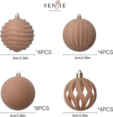 Різдвяні кульки 20 шт коричневий Senjie