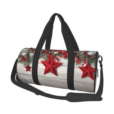 Спортивна сумка для подорожей, принт Різдвяні кулі, сумка на нічліг, чорна, універсальний розмір