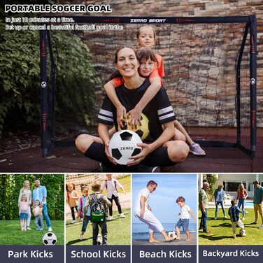 Футбольні ворота ZERRO для вулиці 180/240/300 для дорослих та дітей для гри та тренувань у саду 180 чорного кольору з цільовою стінкою та футбольним м&39ячем