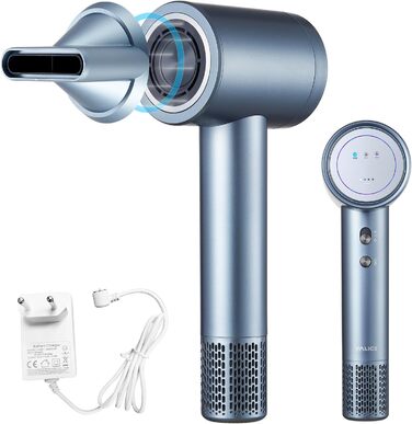 Фен акумуляторний, іонний акумуляторний фен Фен з двигуном 110 000 об/хв, фен з 4 режимами зарядки і магнітною насадкою, дорожній
