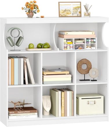 Книжкова полиця Hzuaneri, 8-полицьова книжкова шафа, полиця для зберігання, офісна полиця, окремостояча полиця для спальні, вітальні, кабінету та офісу 30 x 100 x 100 см, біла BC33203X