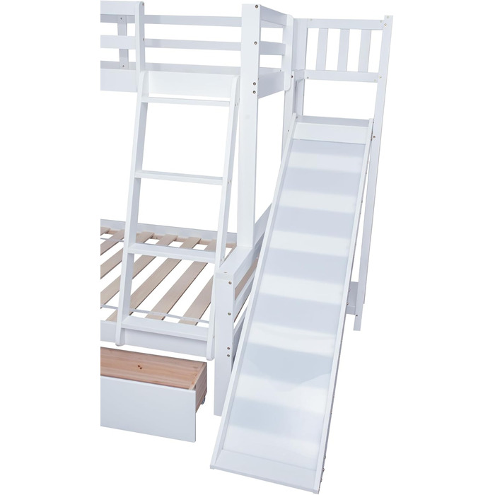 Двох'ярусне ліжко Idemon з характерними вікнами та чотириступеневими відкидними сходами, дитяче та материнське ліжко з гіркою, з д