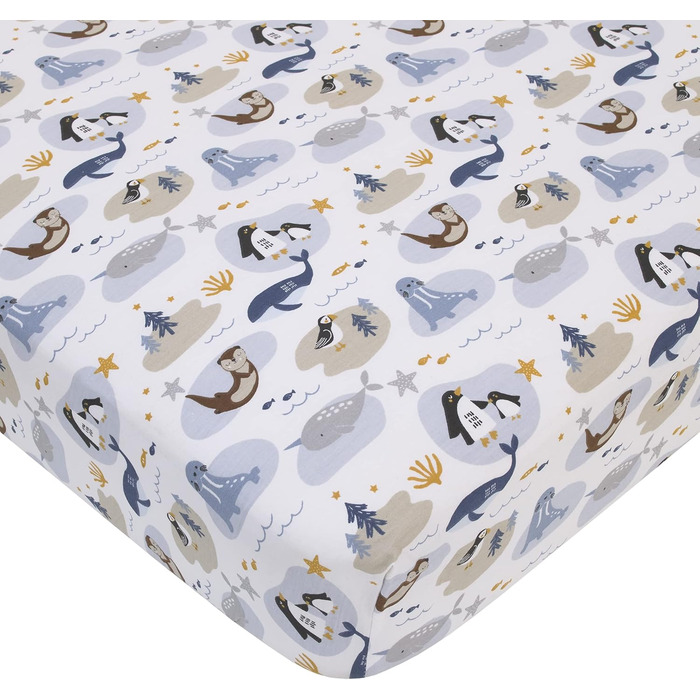 Комплект постільної білизни NoJo Arctic Adventure з 4 предметів дитяче ліжечко, підковдра, підодіяльник, 100 бавовна, сірий і темн