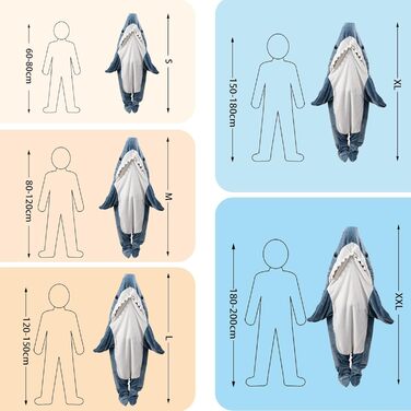 Ковдра-акула, двосторонній фланелевий плюш, синій XL