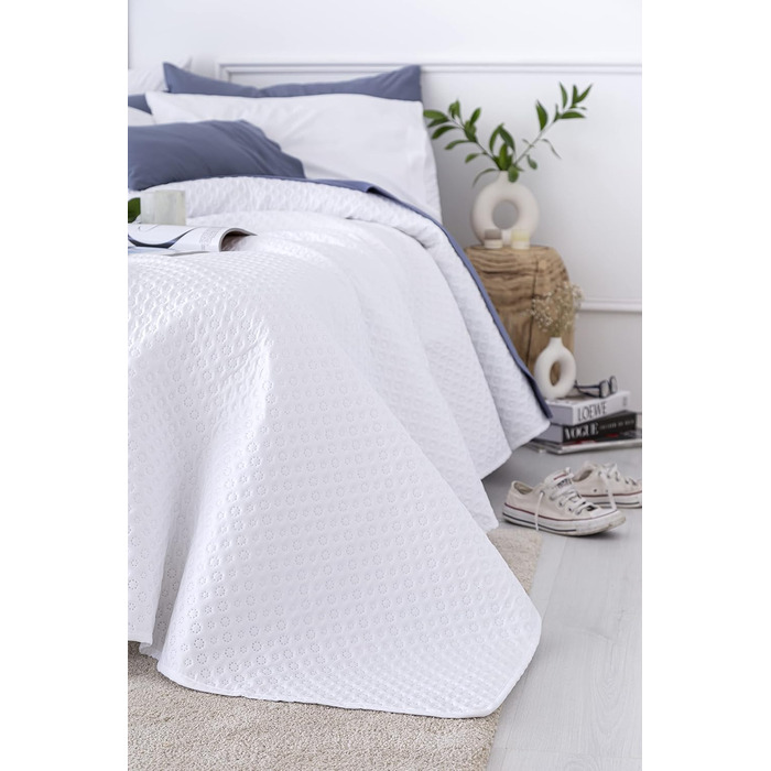 Покривало Todocama Fine Boutique з візерунком піке, біле, 105 - 200x260 см