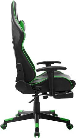 Геймерське крісло, офісне крісло, з підставкою для ніг, чорно-зелене, штучна шкіра
