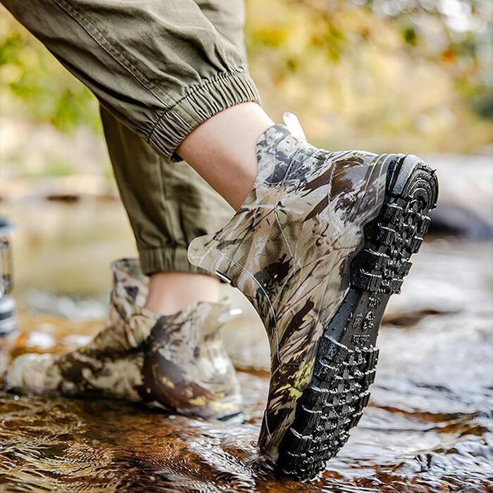 Гумові чоботи до щиколотки з підкладкою Pangolin для чоловіків та жінок, знімна флісова підкладка, камуфляжні ковзаючі гумові чоботи, короткі черевики для риболовлі та кемпінгу, сірі, EU 48