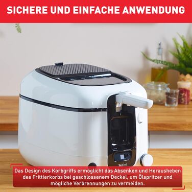 Фритюрниця Tefal Super Uno FR3140 в т.ч. таймер Ємність 2,2 літра Запчастини, які можна мити в посудомийній машині Антипригарне покриття Фільтр для видалення запахів Захист від бризок Знімний контейнер Білий/Чорний Super Uno з таймером білий/чорний