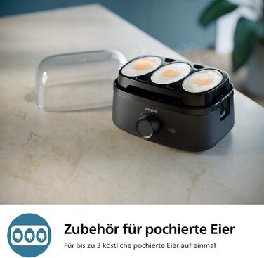 Яйцеварка Philips серії 3000, сімейна, до 6 яєць (м'які, середні, тверді, некруто), легко миється, аксесуари чаша для пашот і прок