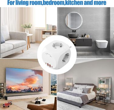 Розетка з USB, розетка з вимикачем, подовжувач на 8 розеток N 1, куб з 2 розетками USB-C, адаптер для домашнього офісу з кубом роз