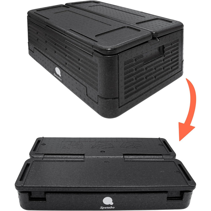 Великий складаний чорний термобокс для зберігання їжі гарячою та холодною - 42 л - Складаний підігрівач/охолоджувач їжі 60 x 41 см - Складаний пінопластовий холодильник/холодильник для їжі та напоїв з ізольованою кришкою 42 л / 60 x 41 см